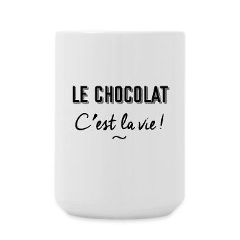 Le chocolat c'est la vie ! - Grande tasse 440 ml - blanc - Devant