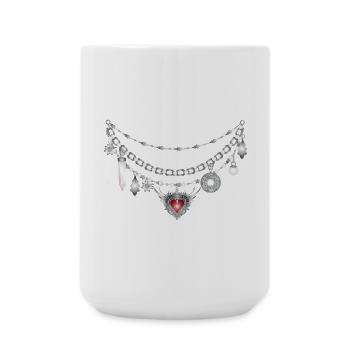 antique silver dirndl charivari with many followers - Large Mug 440 ml - white - Front