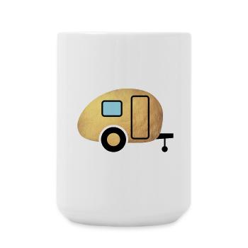 Caravane caravane Glamping Camping Gold Vacances Fan - Grande tasse 440 ml - blanc - Devant