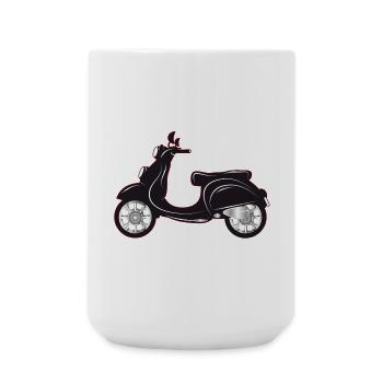 A black scooter with a colored edge - Large Mug 440 ml - white - Front