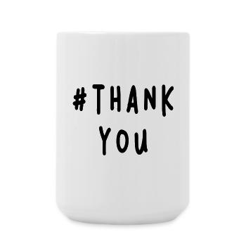 THANK YOU. THANKS. ANNIVERSARY. BIRTH. RETIREMENT. - Large Mug 440 ml - white - Front