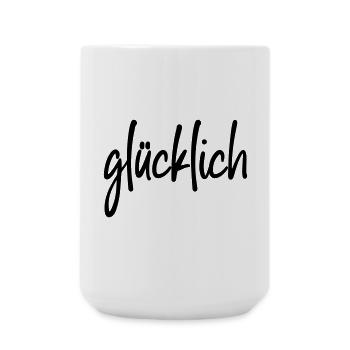 glücklich - Große Tasse 440 ml - Weiß - Vorne