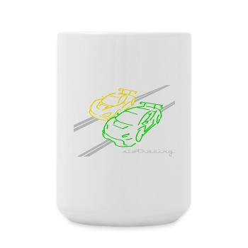 Slotracing 2 cars yellow green - Große Tasse 440 ml - Weiß - Vorne