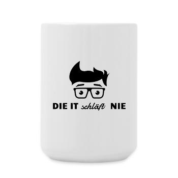 Die IT schläft nie - Große Tasse 440 ml - Weiß - Vorne