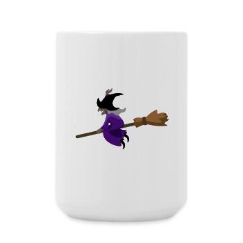 Hexe fliegt auf dem Besen - Große Tasse 440 ml - Weiß - Vorne