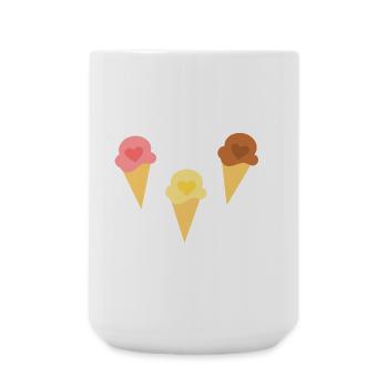 Crème glacée coeur crème glacée fraise crème glacée vanille crème glacée chocolat - Grande tasse 440 ml - blanc - Devant