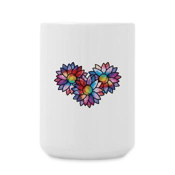 Sonnenblumen farbig - Große Tasse 440 ml - Weiß - Vorne