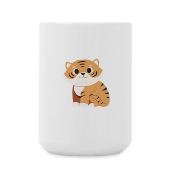 Kuscheltiger Cartoon Streifenmuster - Große Tasse 440 ml - Weiß - Vorne