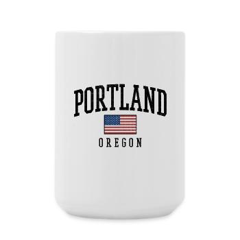Portland, Oregon, USA, Flag Graphic Design - Large Mug 440 ml - white - Front