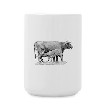 Kuh mit Kalb Bauernhof Landwirt Geschenk - Große Tasse 440 ml - Weiß - Vorne