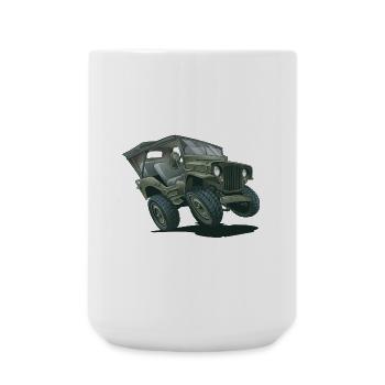 Willys MB Offroader 4x4 ROOFTOP Oldtimer Us Army - Large Mug 440 ml - white - Front