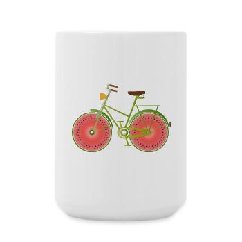 Vélo vert drôle avec des roues de pastèque - Grande tasse 440 ml - blanc - Devant