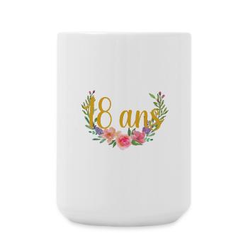 18 Ans Floral Doré - Grande tasse 440 ml - blanc - Devant