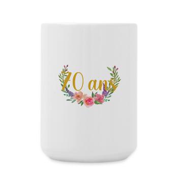 anniversaire fleurs âge 70ans - Grande tasse 440 ml - blanc - Devant