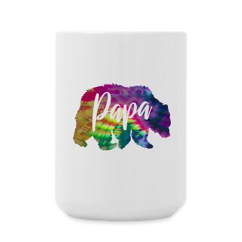 Bären Vater Batik Tie Dye Bär - Große Tasse 440 ml - Weiß - Vorne