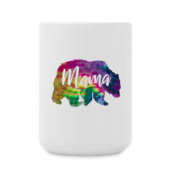 Mama Bear Tie Dye Batik Bear - Large Mug 440 ml - white - Front