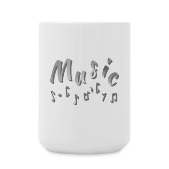 Musik schriftzug und Noten metalloptik - Große Tasse 440 ml - Weiß - Vorne