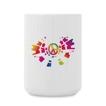 colorful peace sign for the festival season - Large Mug 440 ml - white - Front