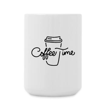 Cadeau 'Coffee Time', Art Minimaliste - Grande tasse 440 ml - blanc - Devant
