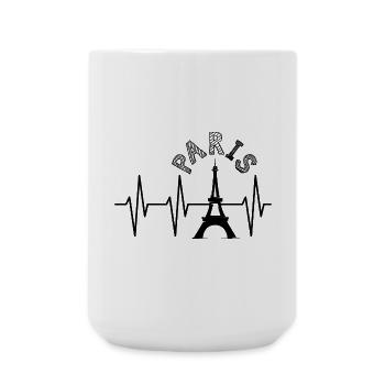 pulse paris heartbeat france symbol eiffel tower - Large Mug 440 ml - white - Front