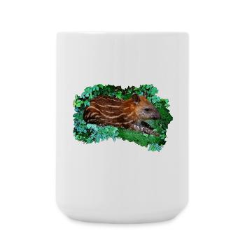 Tierbaby shirts, liegendes Tapirbaby - Große Tasse 440 ml - Weiß - Vorne