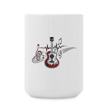Herzschlag Gitarre Musiknoten Puls - Große Tasse 440 ml - Weiß - Vorne