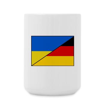 Drapeau de l’Ukraine et de l’Allemagne, écusson - Grande tasse 440 ml - blanc - Devant