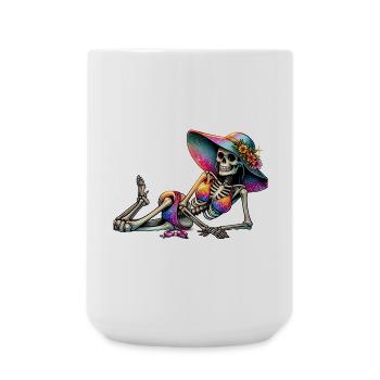 Sunlit Skeleton in Floral Hat - Large Mug 440 ml - white - Front