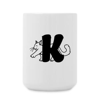 Cat Letter K - Large Mug 440 ml - white - Front
