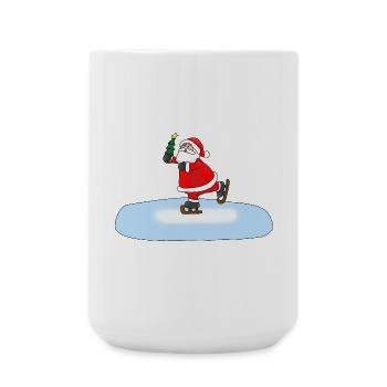Weihnachtsmann Schlittschuhlaufend - Große Tasse 440 ml - Weiß - Vorne