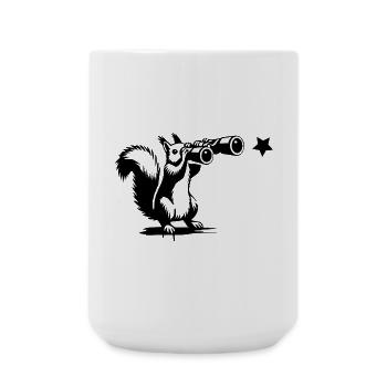 Squirrel with binoculars – searching for the stars - Large Mug 440 ml - white - Front