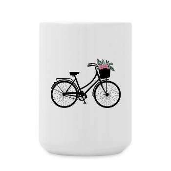 Floral Bicycle - Large Mug 440 ml - white - Front