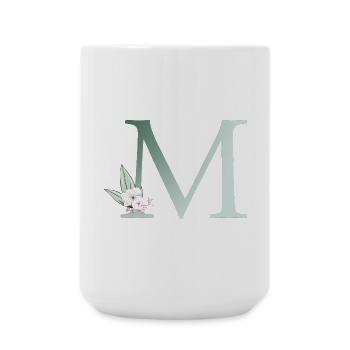 M Monogramm, Floral, personalisierbar - Große Tasse 440 ml - Weiß - Vorne