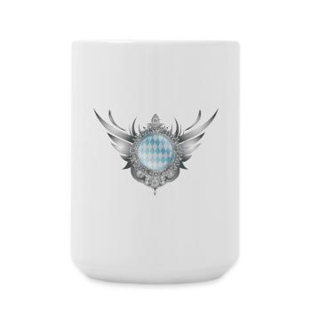 Écusson d’aile en argent avec motif en losange - Grande tasse 440 ml - blanc - Devant