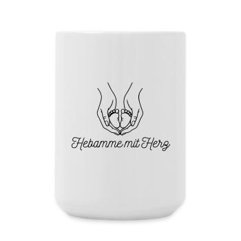 Hebamme mit Herz - personalisierbares Design - Große Tasse 440 ml - Weiß - Vorne