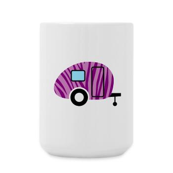 Caravan Wohnwagen Zebra Camping Camper Muster Fan - Große Tasse 440 ml - Weiß - Vorne