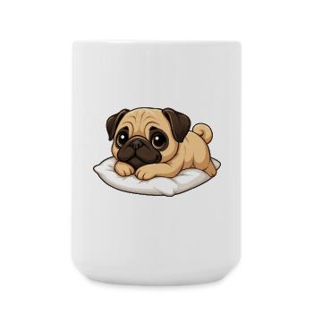 Cute Pug Lying Relaxed Cartoon - Large Mug 440 ml - white - Front