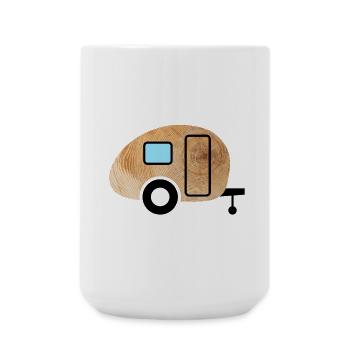 Caravane grain de bois rétro Nature Ventilateur de caravane - Grande tasse 440 ml - blanc - Devant
