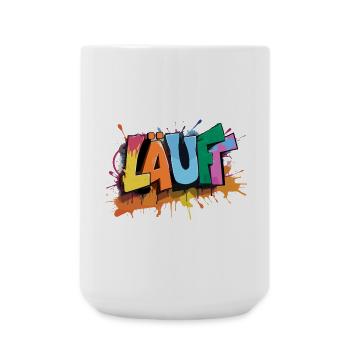 Läuft Statement Läufer Graffiti Lustige Sprüche - Große Tasse 440 ml - Weiß - Vorne