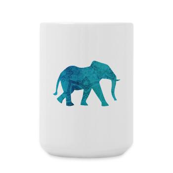 Elefant Yoga Mandala Ornament Muster Yogi Indien - Große Tasse 440 ml - Weiß - Vorne