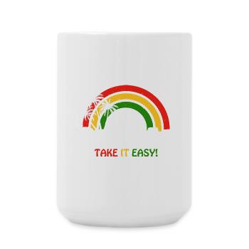 Reggae Vibe Rainbow with Cannabis Motif - Large Mug 440 ml - white - Front