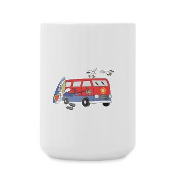 Ride the Tide Surf und Camper - Große Tasse 440 ml - Weiß - Vorne