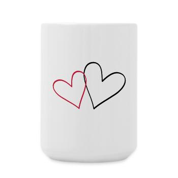 Herzen Herz Geschenkidee Partnerlook - Große Tasse 440 ml - Weiß - Vorne