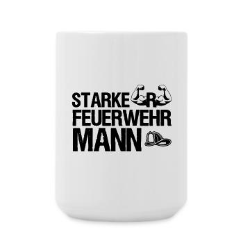 Starker Feuerwehrmann Feuerwehr, Sprüche,Geschenk - Große Tasse 440 ml - Weiß - Vorne