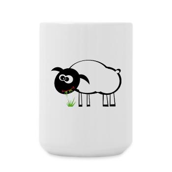 Mouton de dessin animé avec mangeur d’herbe - Grande tasse 440 ml - blanc - Devant