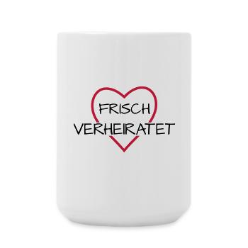 Frisch verheiratet Herz Hochzeit Hochzeitsreise - Große Tasse 440 ml - Weiß - Vorne