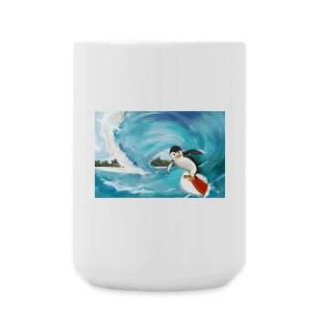 Surfing Penguin Poster - Large Mug 440 ml - white - Front