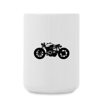 Silhouette de moto noire Rétro - Grande tasse 440 ml - blanc - Devant