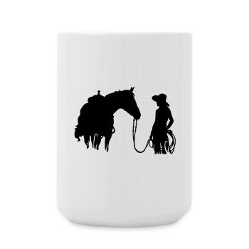 Frau mit Pferd - Große Tasse 440 ml - Weiß - Vorne