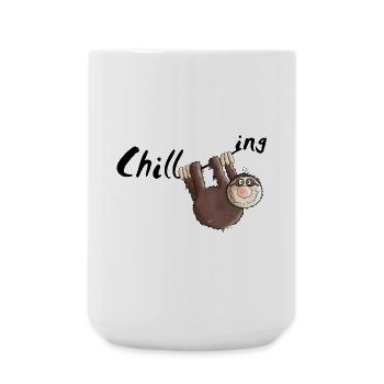 "Chilling" - Sloth - Cartoon - Large Mug 440 ml - white - Front